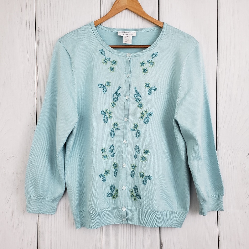 PENDLETON sz Med SILK Blend Embroidered Cardigan